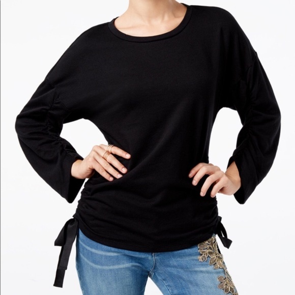 INC International Concepts Tops - INC Black Ruched Sweatshirt